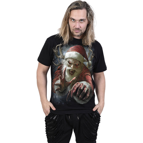 NAUGHTY OR NICE SANTA - T-shirt noir