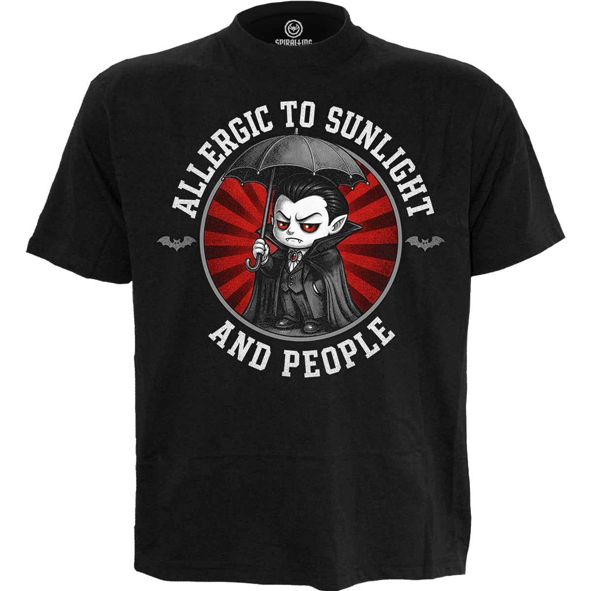 ALLERGIES - T-shirt noir avec imprimé sur le devant