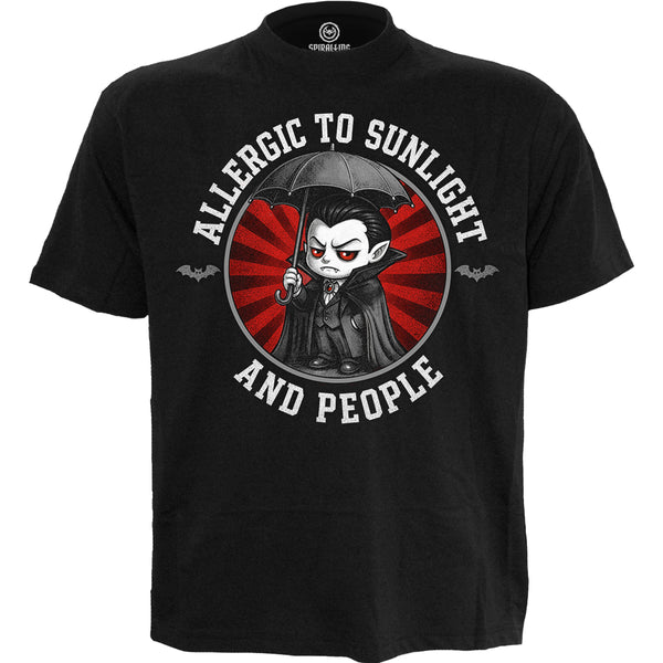 ALLERGIES - T-shirt noir avec imprimé sur le devant