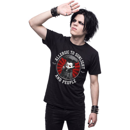 ALLERGIES - T-shirt noir avec imprimé sur le devant
