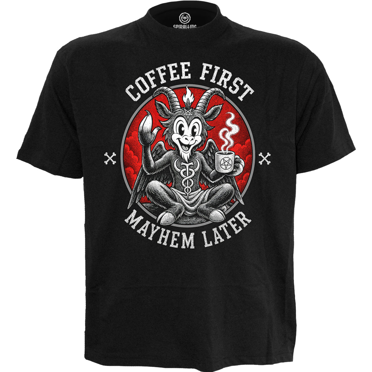COFFEE AND MAYHEM  - T-shirt noir avec imprimé sur le devant