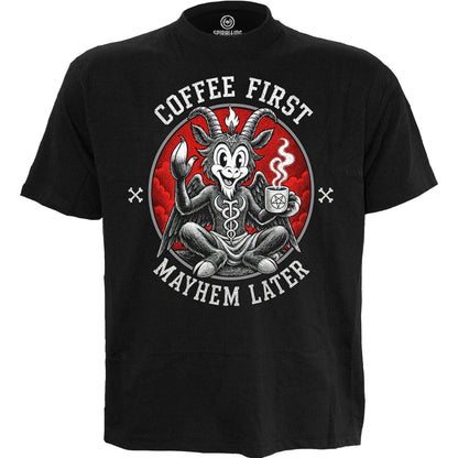 COFFEE AND MAYHEM  - T-shirt noir avec imprimé sur le devant