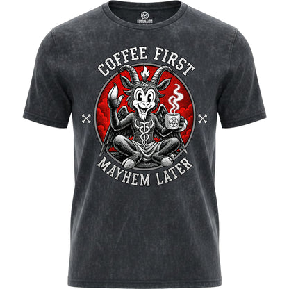 COFFEE AND MAYHEM  - T-shirt délavé à l'acide