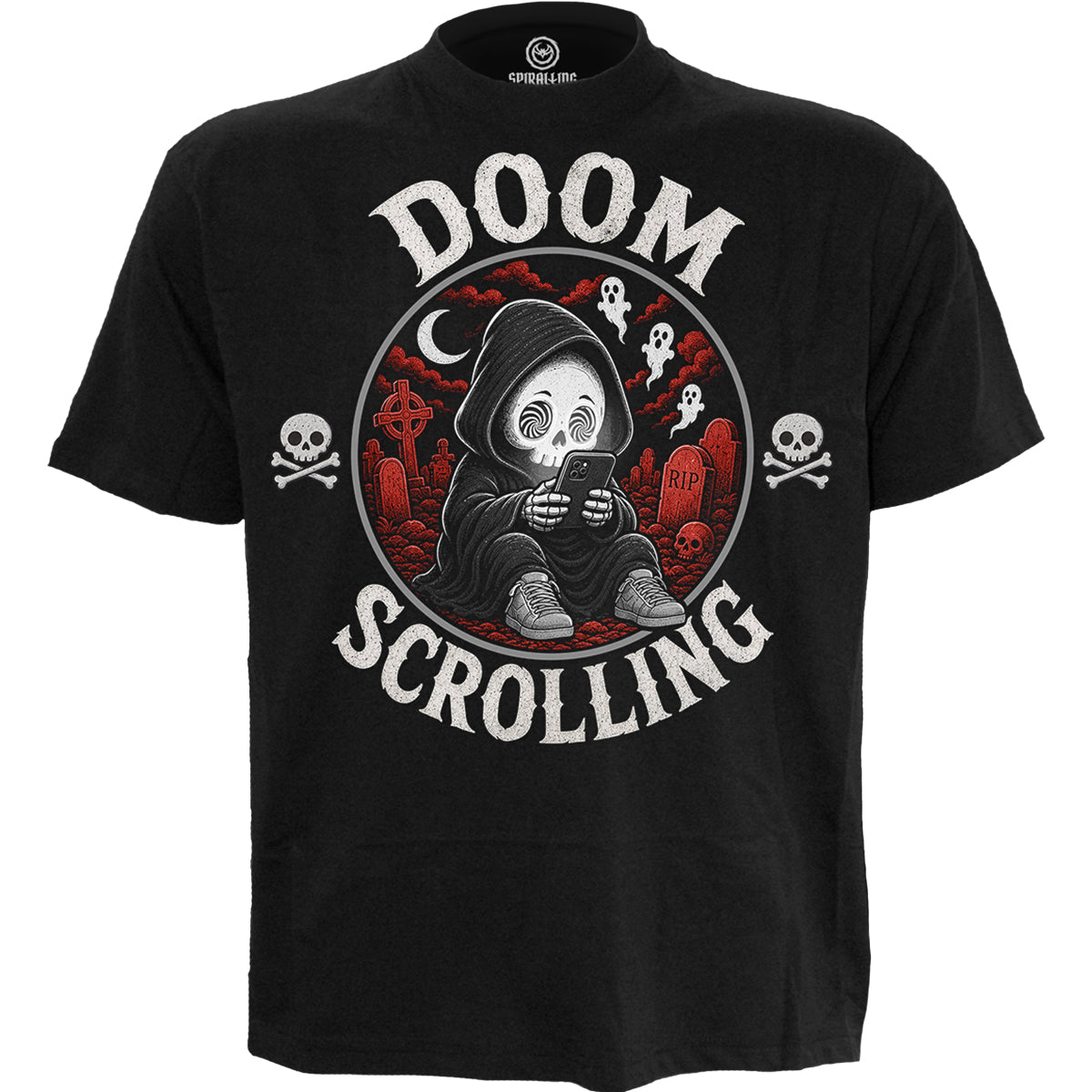 DOOM SCROLLING  - T-shirt à imprimé sur le devant, noir