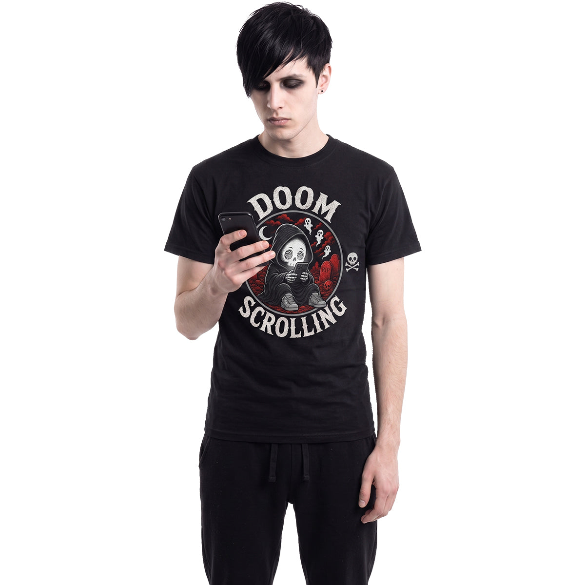 DOOM SCROLLING  - T-shirt imprimé sur le devant, noir