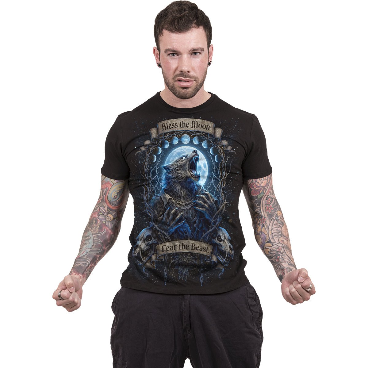 FEAR THE BEAST - Front Print T-Shirt Black