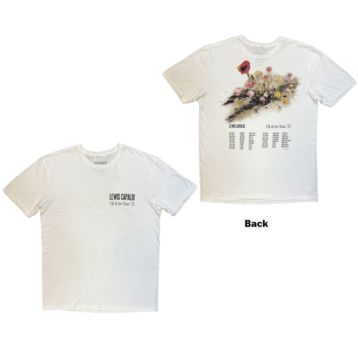 LEWIS CAPALDI - FLOWERS UK TOUR '25 - T-Shirt White