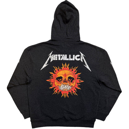METALLICA - WORN PUSHEAD FLAMING SKULL - Pullover Hoodie Grey