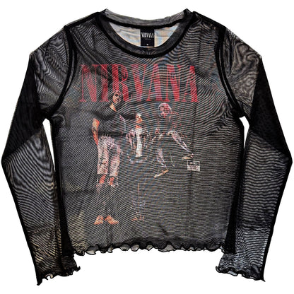 NIRVANA - IN UTERO BAND PHOTO - Ladies Long Sleeve Crop Top Black
