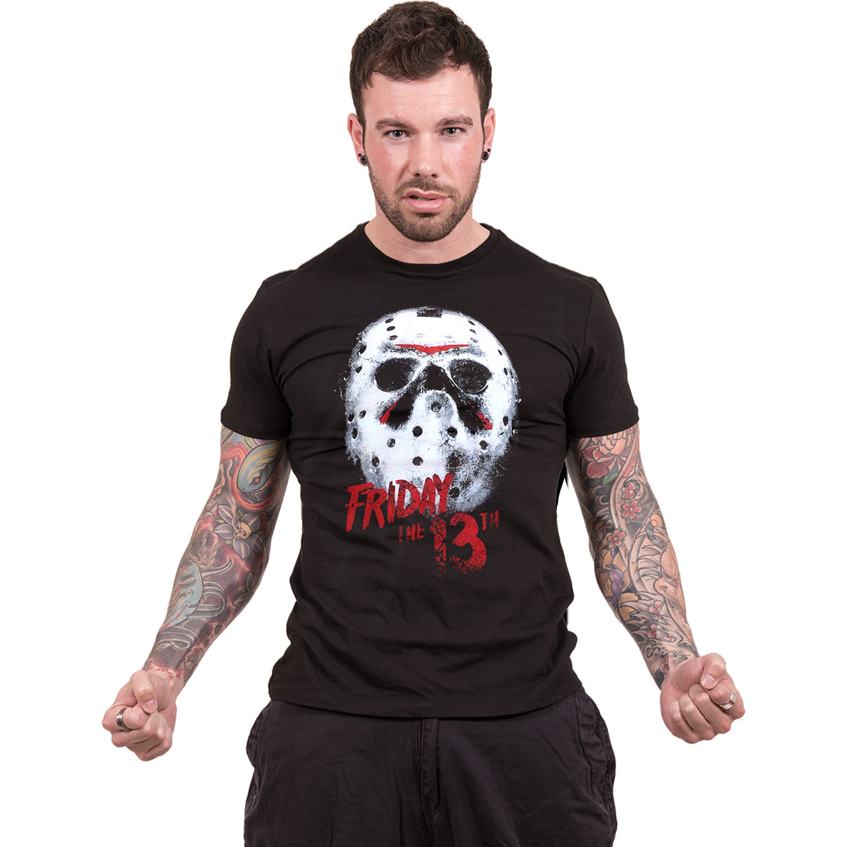 FRIDAY THE 13TH - WHITE MASK - T-shirt imprimé sur le devant noir