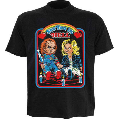 STEVEN RHODES - CHUCKY SEE YOU IN HELL - Front Print T-Shirt Black