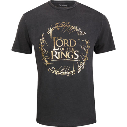 LORD OF THE RINGS - GOLD FOIL LOGO - Acid Wash T-Shirt