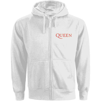 QUEEN - CLASSIC CREST - Ladies Zipped Hoodie White