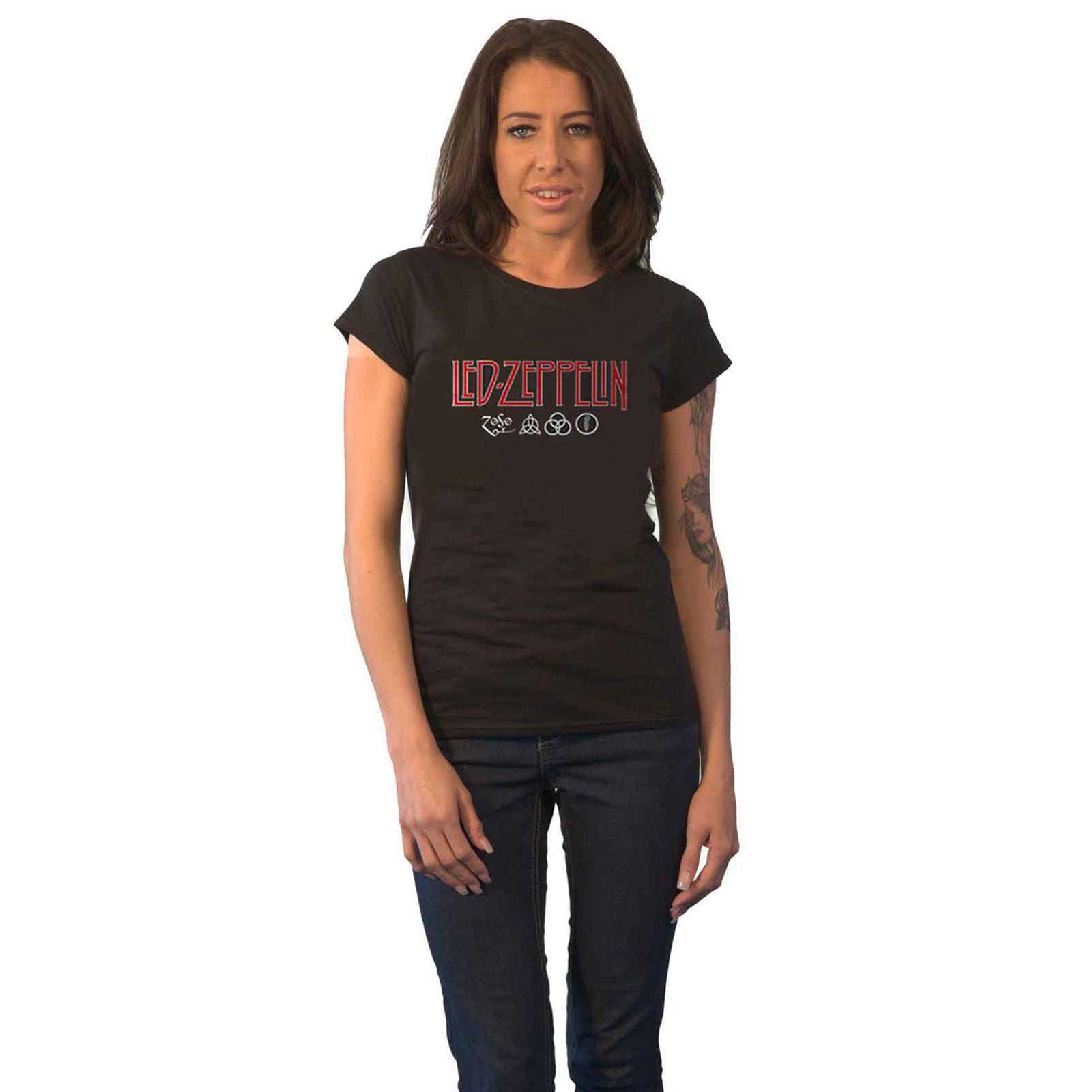 LED ZEPPELIN - LOGO & SYMBOLS - Ladies T-Shirt Black