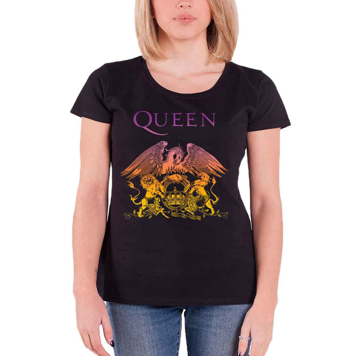 QUEEN - GRADIENT CREST - Ladies T-Shirt Black