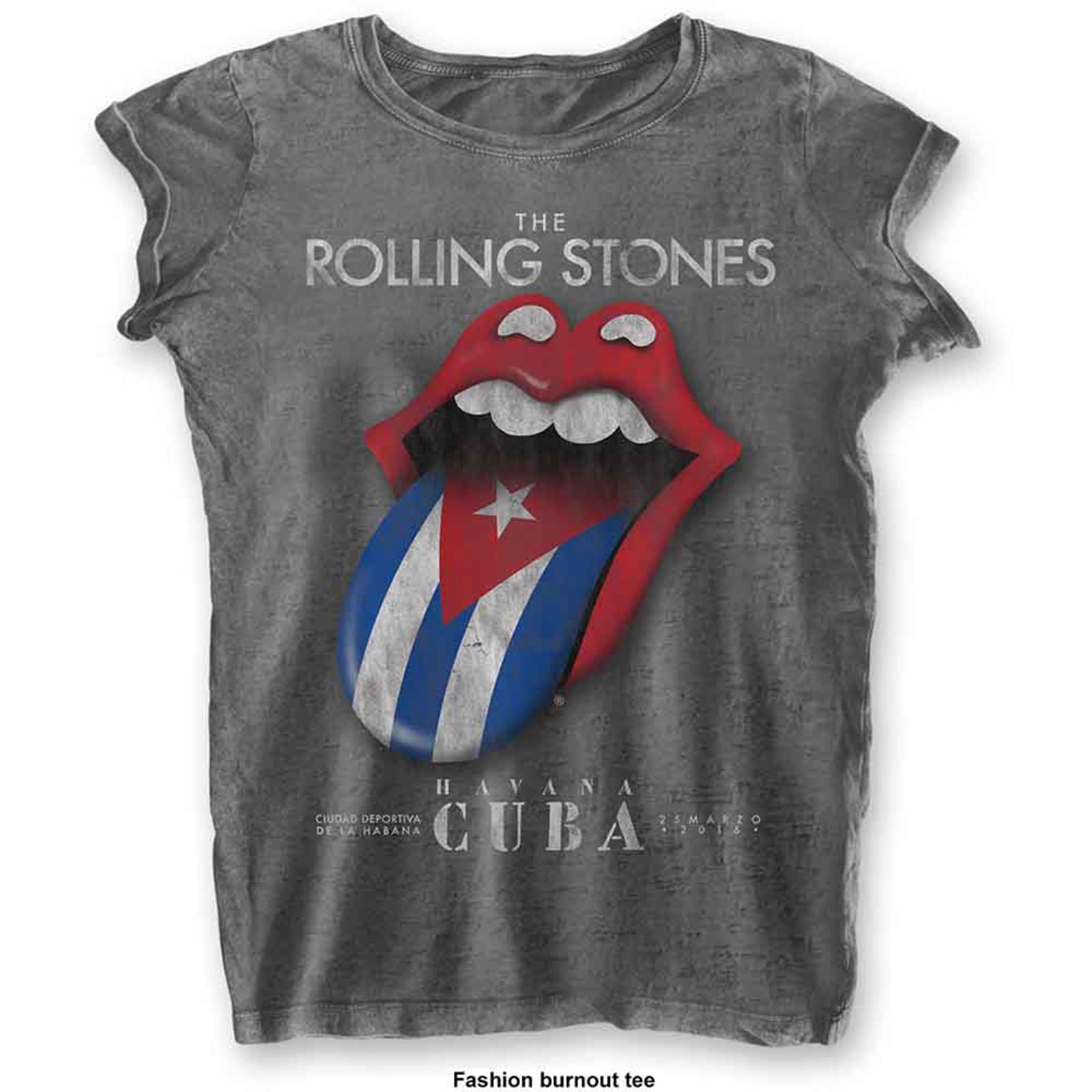 ROLLING STONES, THE - HAVANA CUBA - Burnout T-Shirt Grey