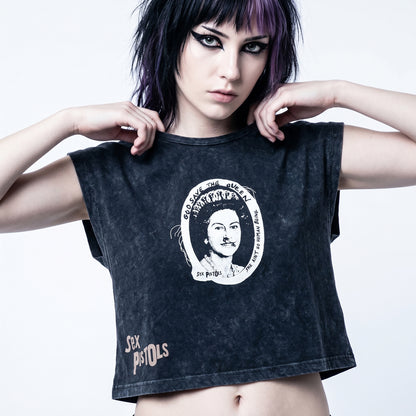 THE SEX PISTOLS - GOD SAVE THE QUEEN - Crop Top Black (Wash Collection)