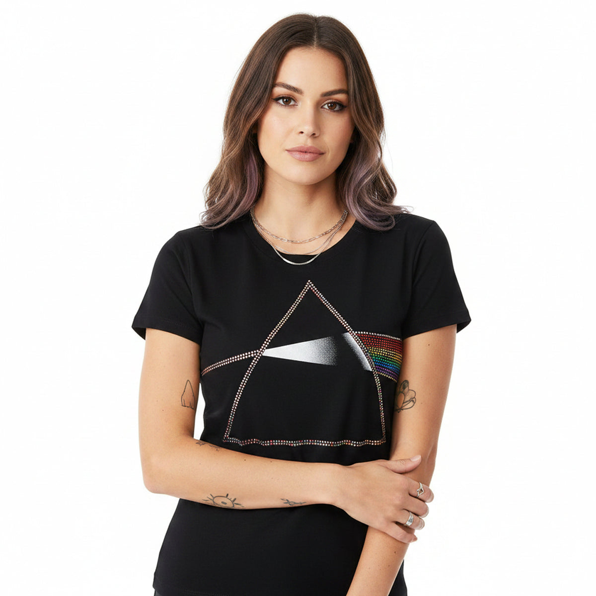 PINK FLOYD - DARK SIDE OF THE MOON - Ladies T-Shirt Black (Embellished)