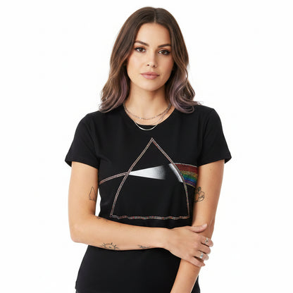 PINK FLOYD - DARK SIDE OF THE MOON - Ladies T-Shirt Black (Embellished)