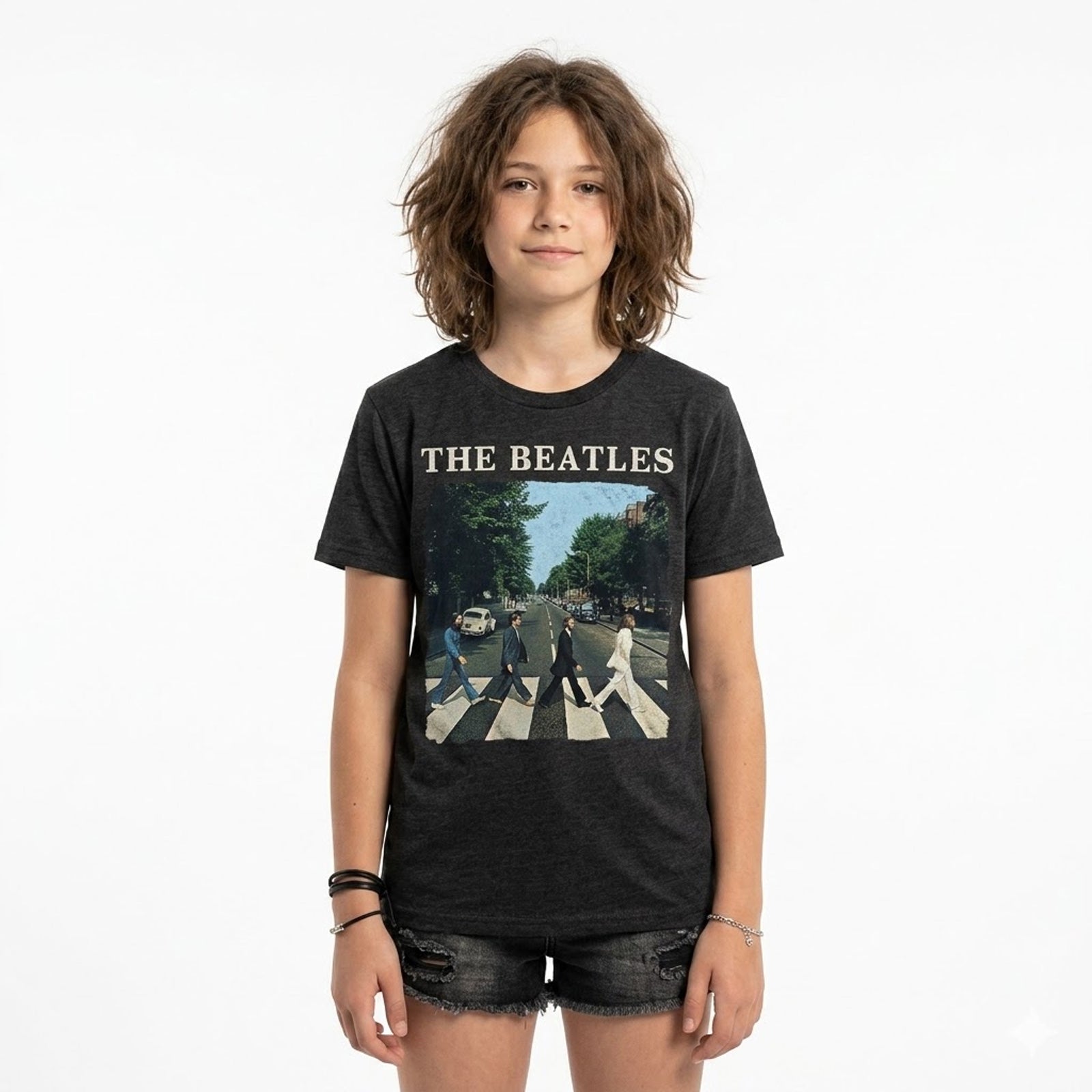 THE BEATLES - ABBEY ROAD & LOGO - Kids T-Shirt Black