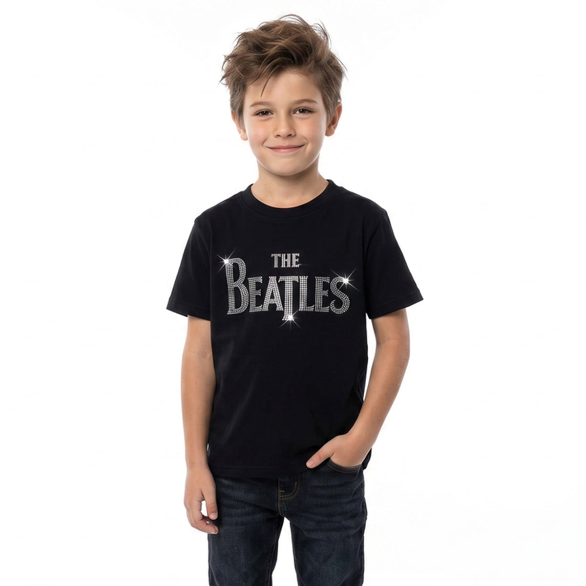 THE BEATLES - DROP T - Kids T-Shirt Black (Embellished)