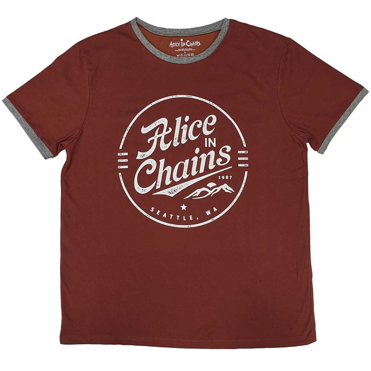ALICE IN CHAINS - CIRCLE EMBLEM - Ringer T-Shirt Red