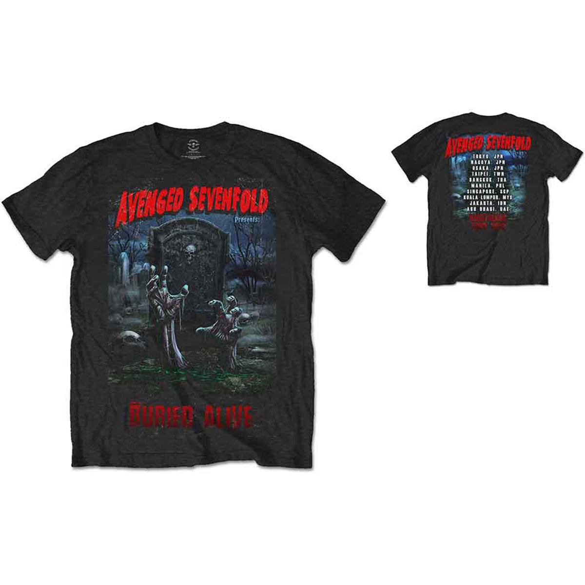 AVENGED SEVENFOLD - BURIED ALIVE TOUR 2012 - T-Shirt Black (Back Print)
