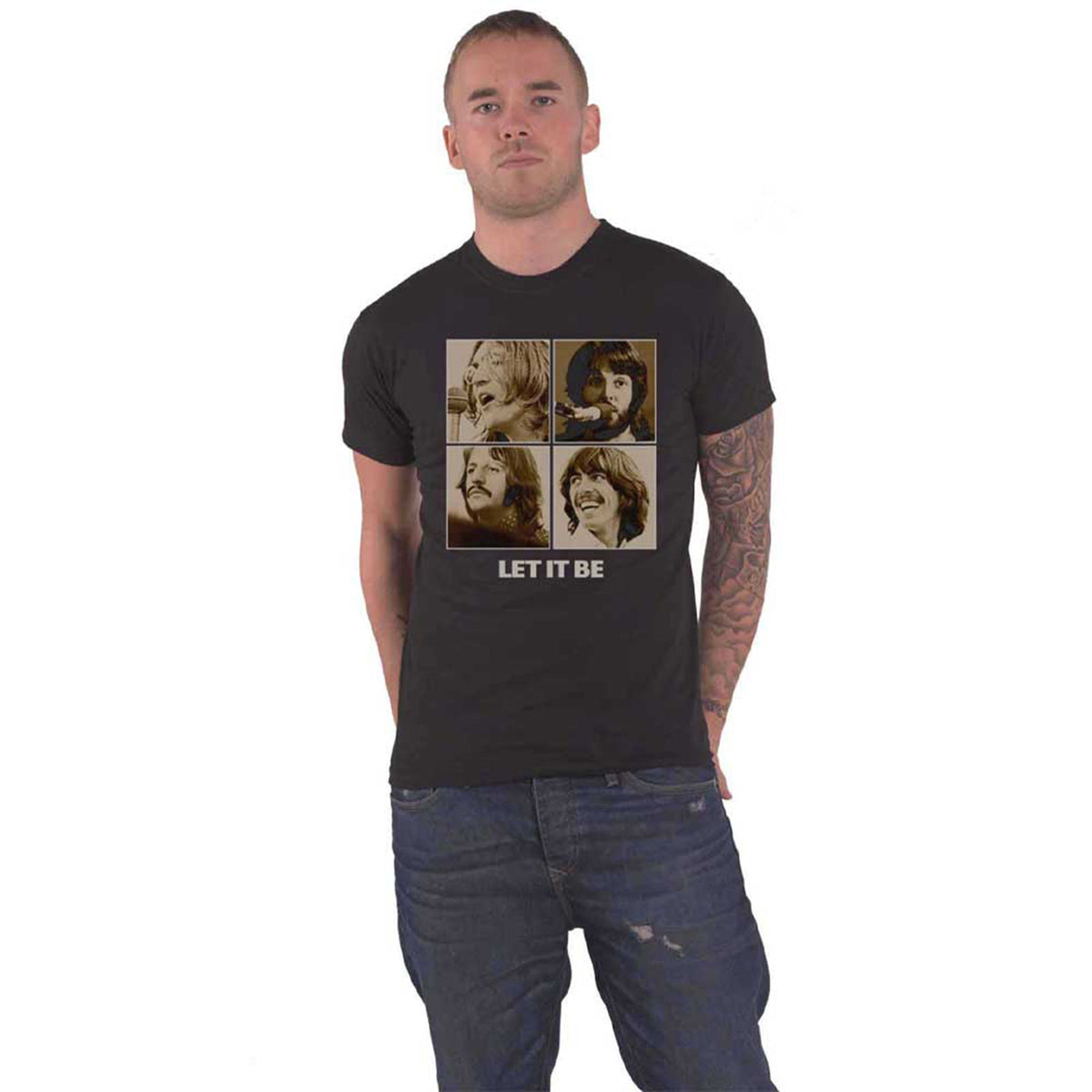 BEATLES, THE - LET IT BE SEPIA - T-Shirt noir