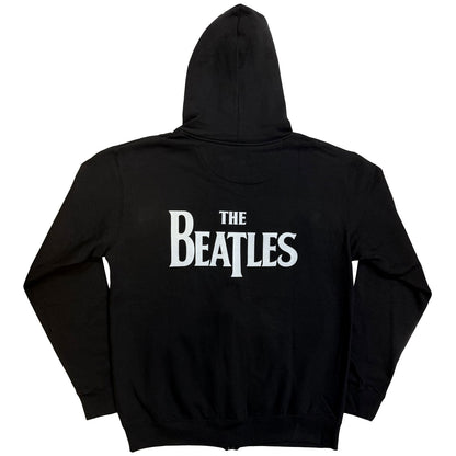 BEATLES, THE - DROP T LOGO - Zipped Hoodie Black (Back Print)