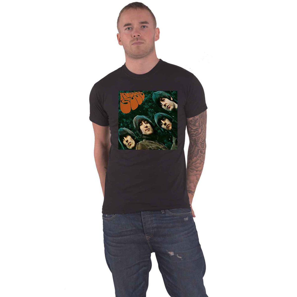 BEATLES, THE - RUBBER SOUL ALBUM COVER - T-Shirt Black