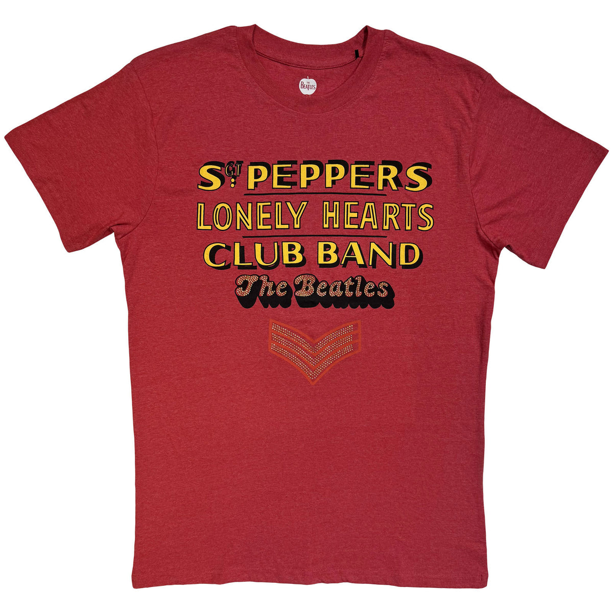 BEATLES, THE - SGT PEPPER STACKED CRYSTALS - T-Shirt Red (Embellished)