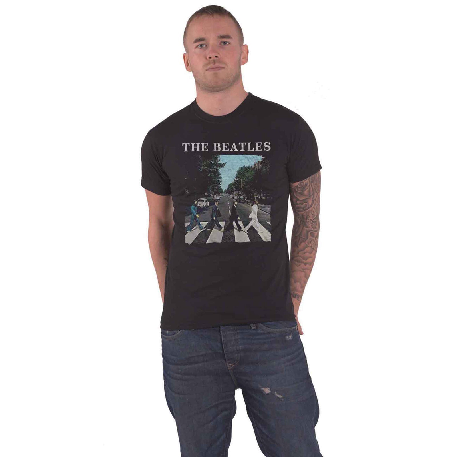 BEATLES, THE - ABBEY ROAD & LOGO - T-shirt noir