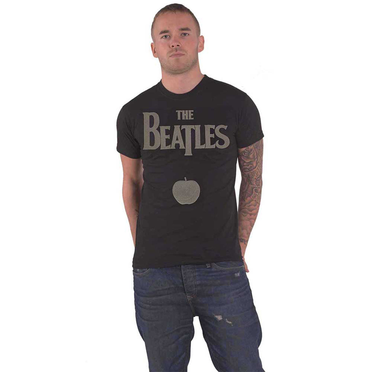 BEATLES, THE - DROP T LOGO & APPLE - T-Shirt Black (Hi-Build)