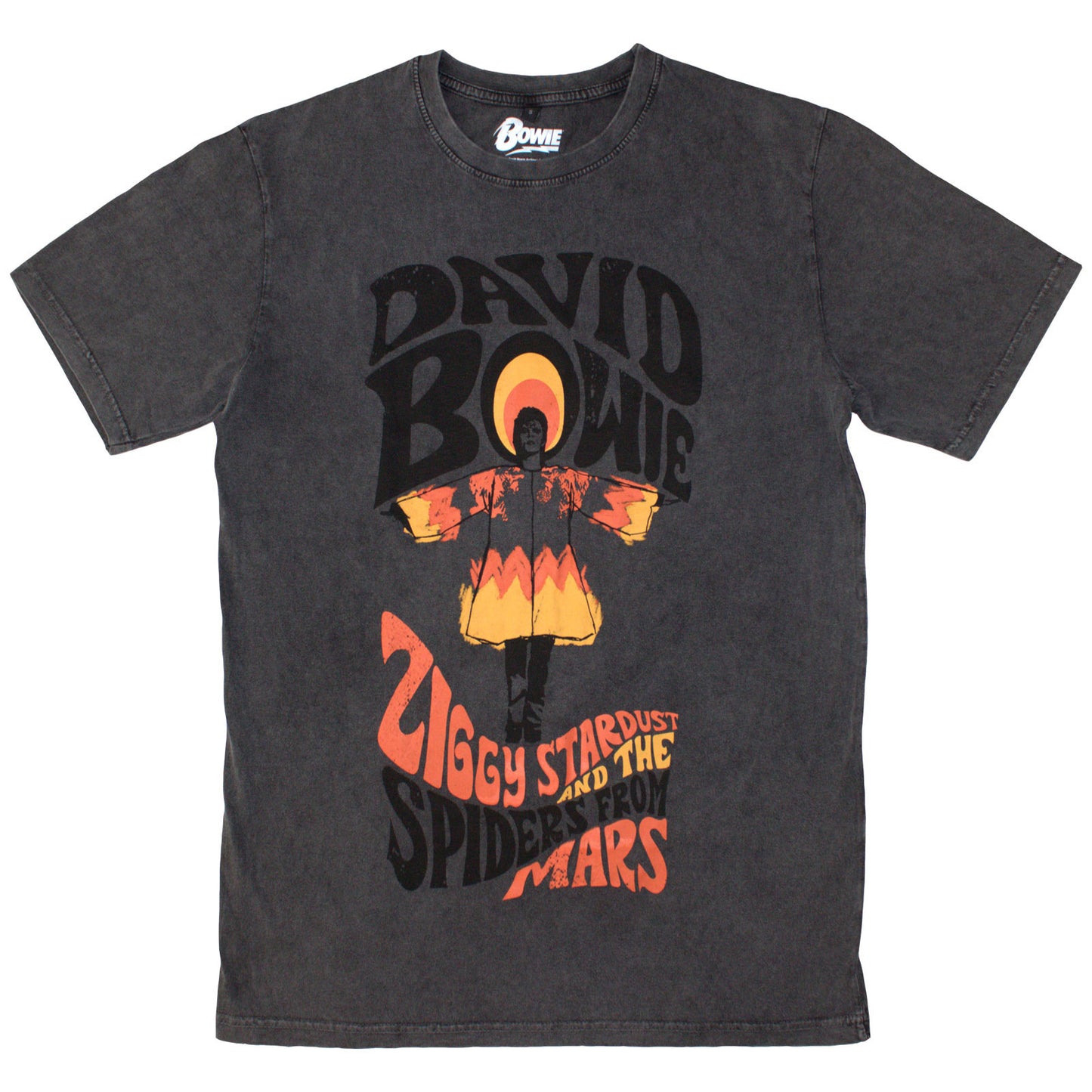DAVID BOWIE - ZIGGY STARDUST - Stone Wash T-Shirt Grey