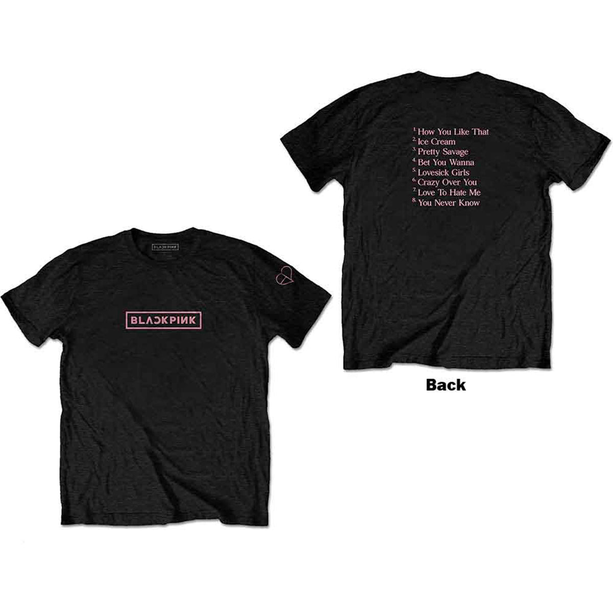BLACKPINK - THE ALBUM TRACK LIST - T-Shirt Black (Back Print)