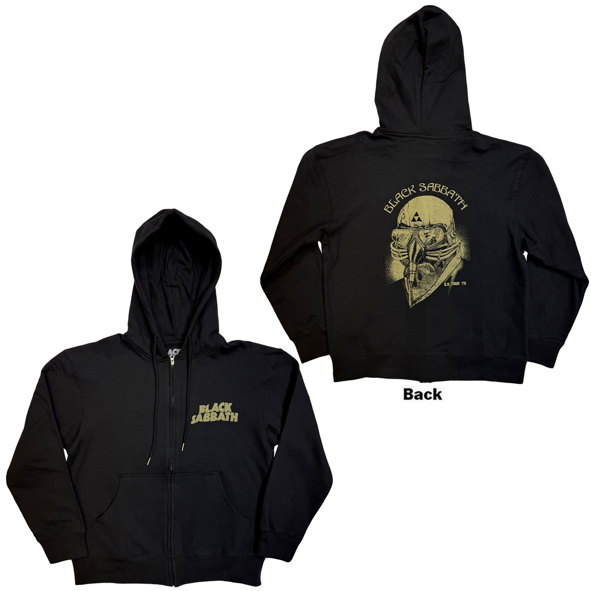 BLACK SABBATH - TOUR 1978 - Zipped Hoodie Black (Back Print)