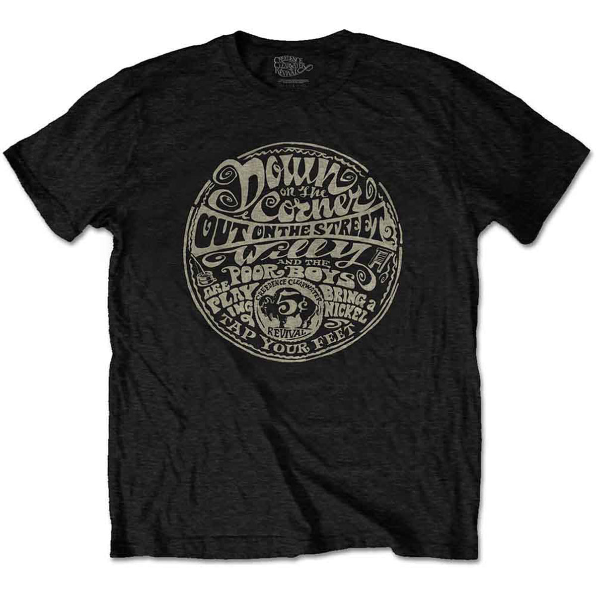 CREEDENCE CLEARWATER REVIVAL - DOWN ON THE CORNER - T-Shirt Black
