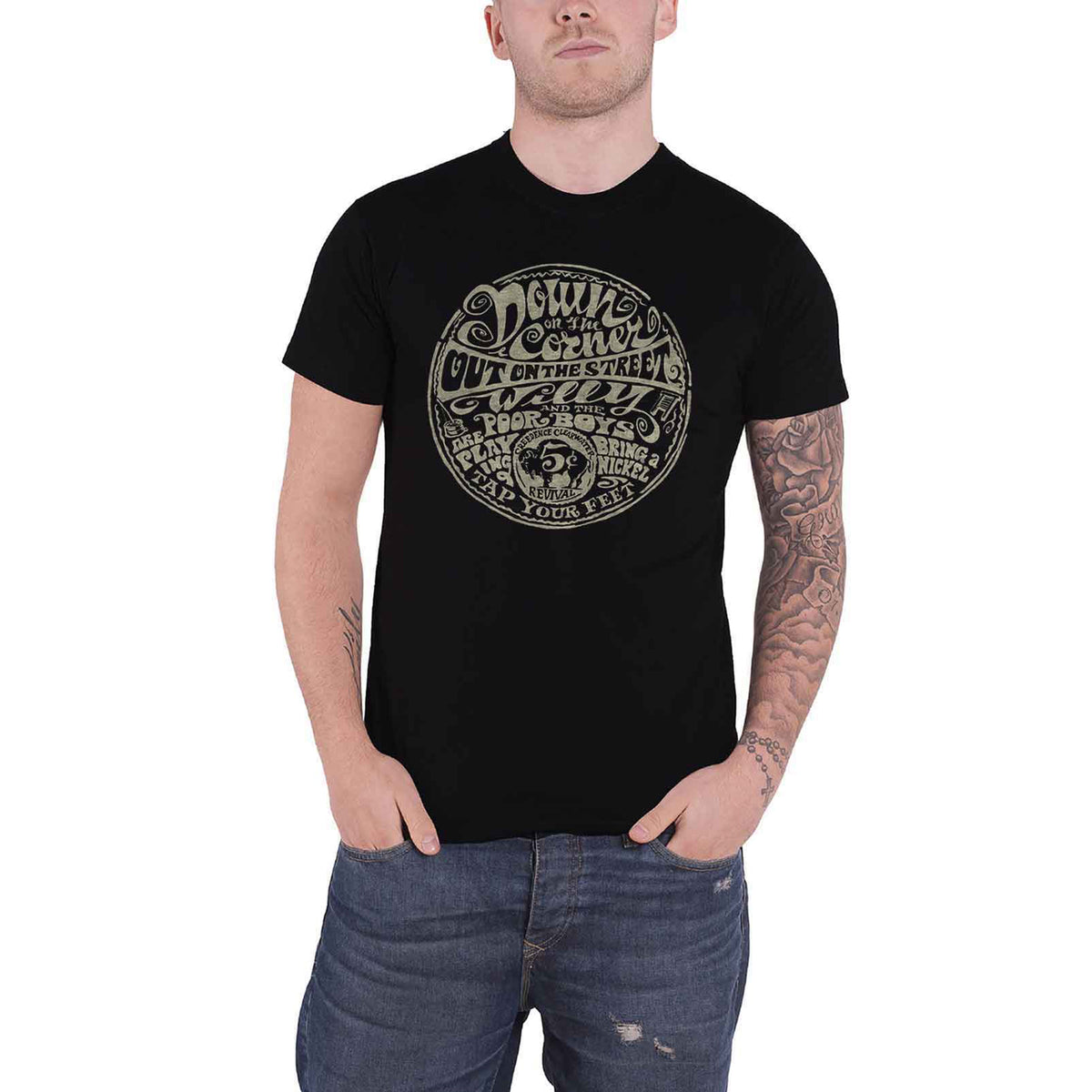 CREEDENCE CLEARWATER REVIVAL - DOWN ON THE CORNER - T-Shirt Black