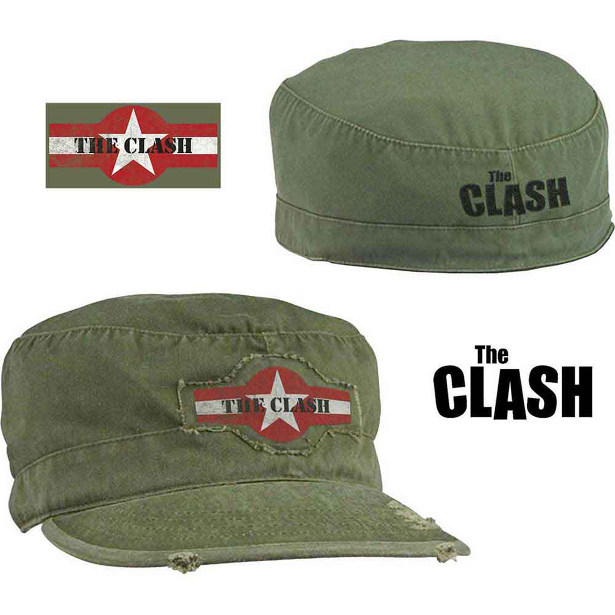 CLASH, THE - STAR LOGO - Military Cap Green (Distressed)