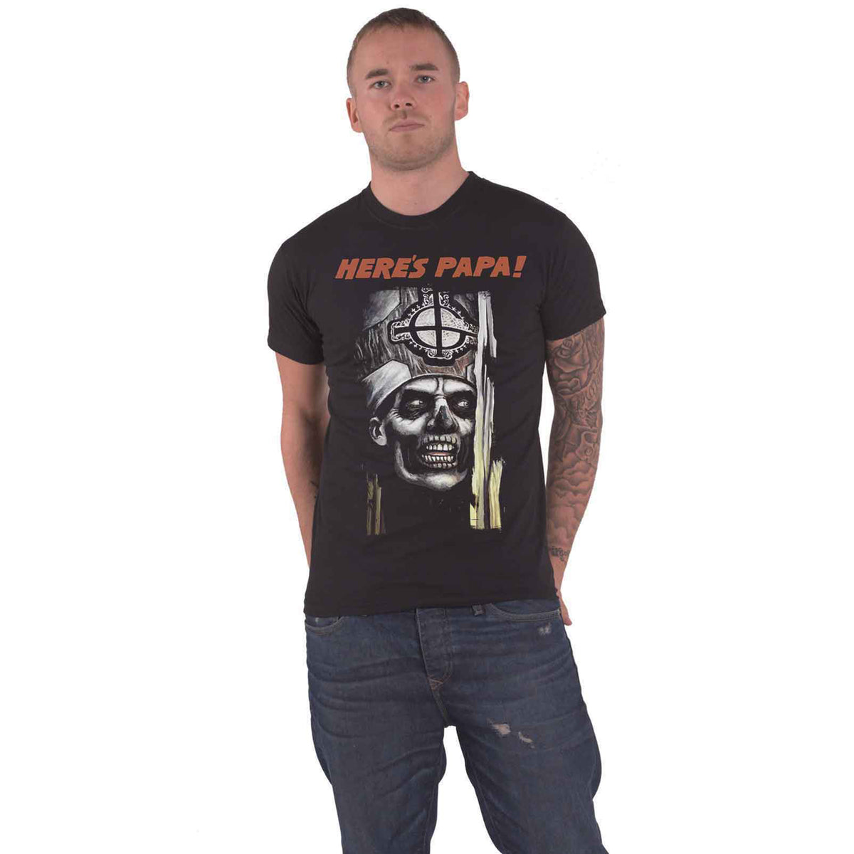 GHOST - HERE'S PAPA - T-Shirt Black