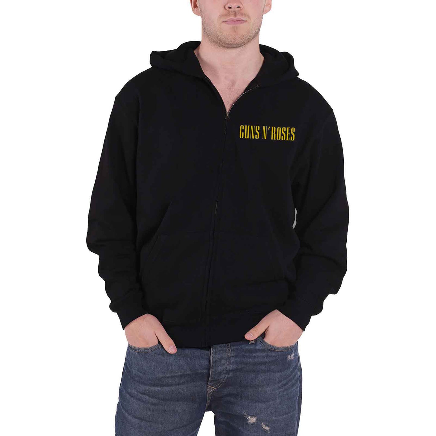 GUNS N ROSES - CLASSIC LOGO - Zipped Hoodie Black (Back Print)