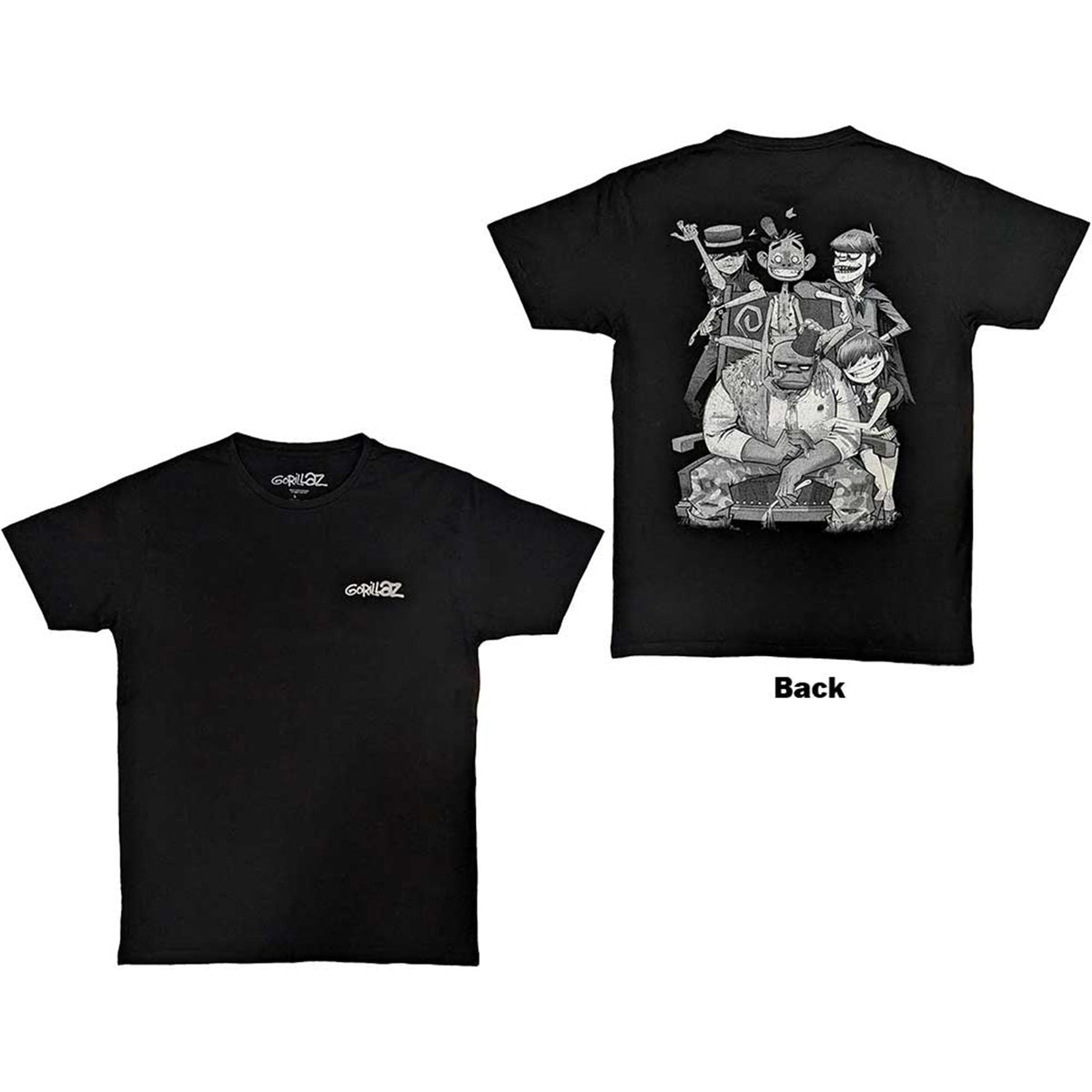 GORILLAZ - POCKET SPRAY - GEORGE GROUP - T-Shirt Black (Back Print)