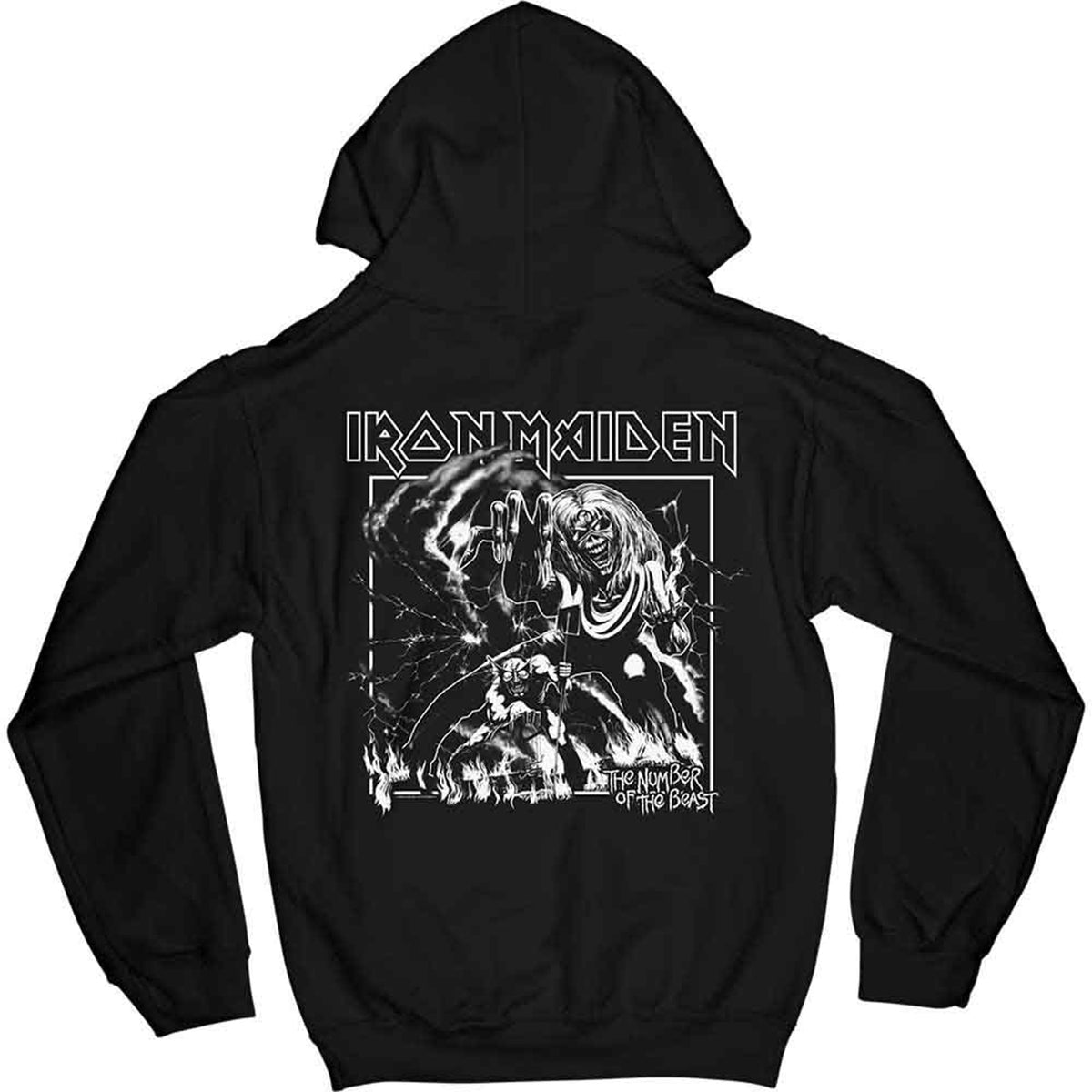 IRON MAIDEN - NUMBER OF THE BEAST ONE COLOUR - Pullover Hoodie Black (Back Print)