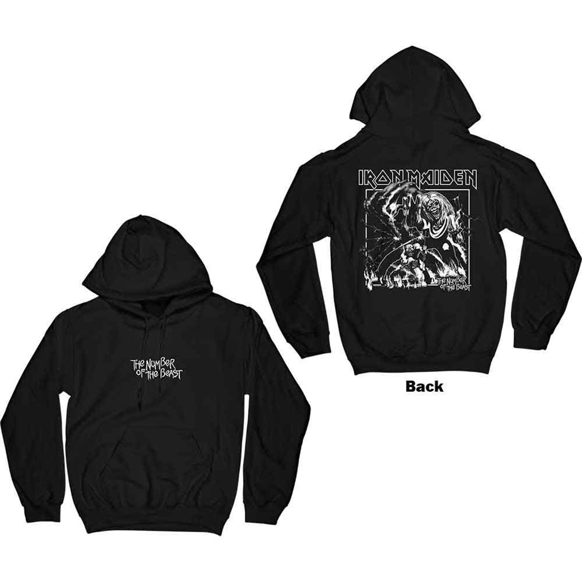IRON MAIDEN - NUMBER OF THE BEAST ONE COLOUR - Pullover Hoodie Black (Back Print)