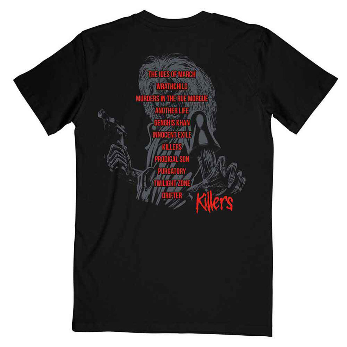 IRON MAIDEN - KILLERS V.2. ALBUM TRACK LIST - T-Shirt Black (Back Print)