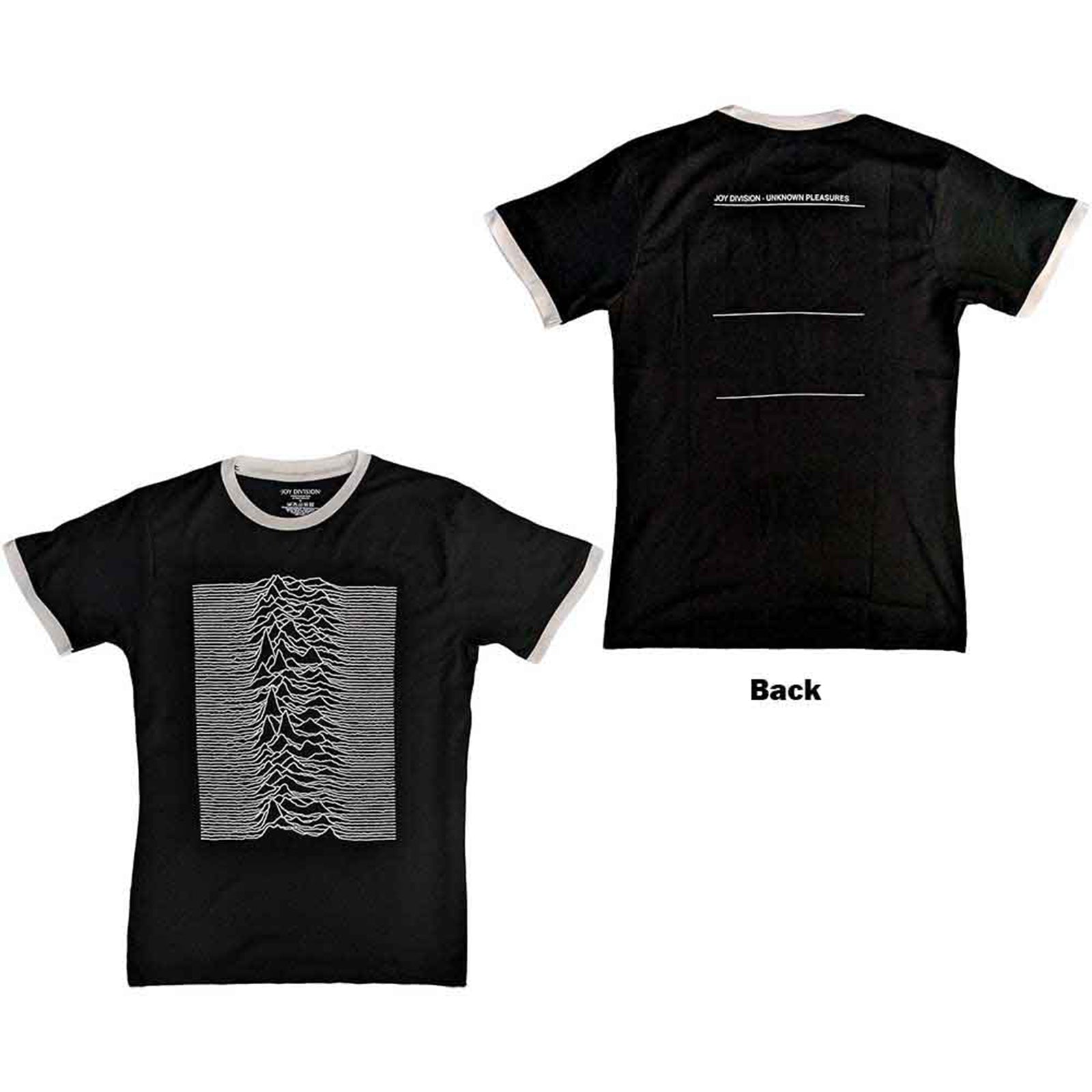 JOY DIVISION - UNKNOWN PLEASURES - Ringer T-Shirt Black (Back Print)