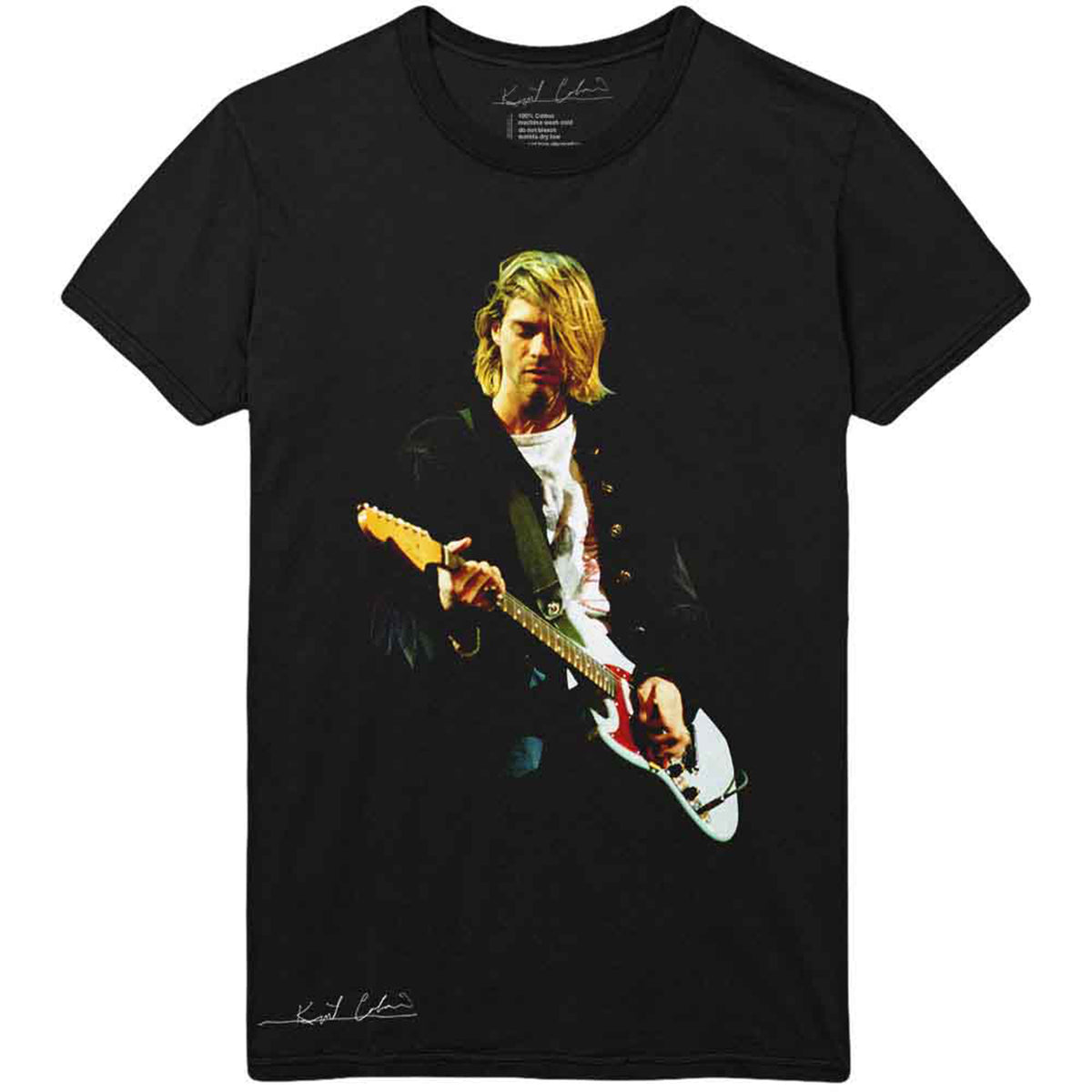 KURT COBAIN - GUITAR PHOTO COLOUR - T-Shirt Black