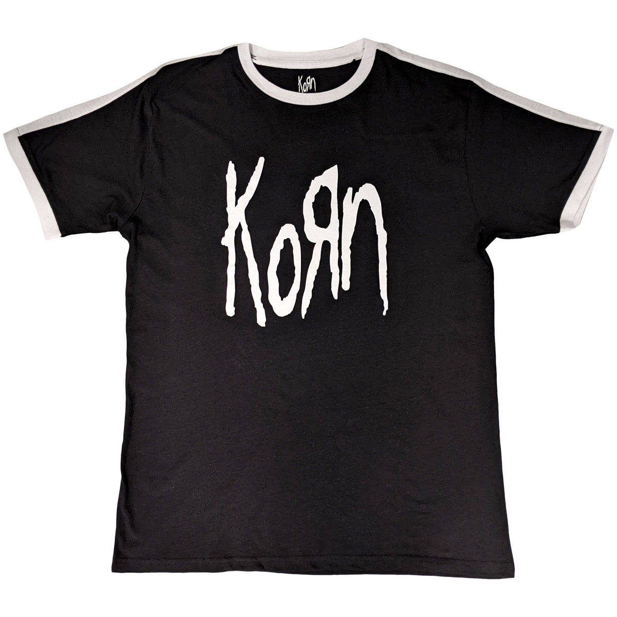 KORN - LOGO - Ringer T-Shirt Black