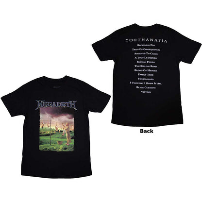 MEGADETH - YOUTHANASIA TRACKLIST - T-Shirt Black (Back Print)
