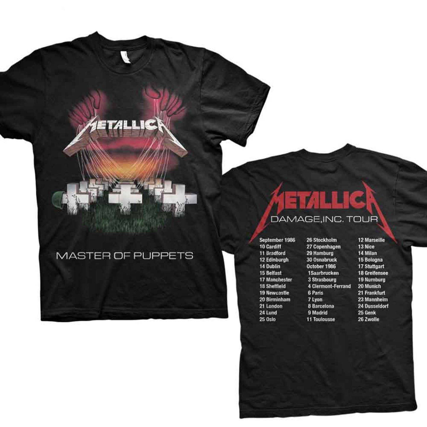 METALLICA - MASTER OF PUPPETS EUROPEAN TOUR '86. - T-Shirt Black (Back Print)